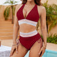 ⛱️ S-4XL 🌺 Magas Derekú Hasformáló Színblokk Bikini Szettek 🌈👙