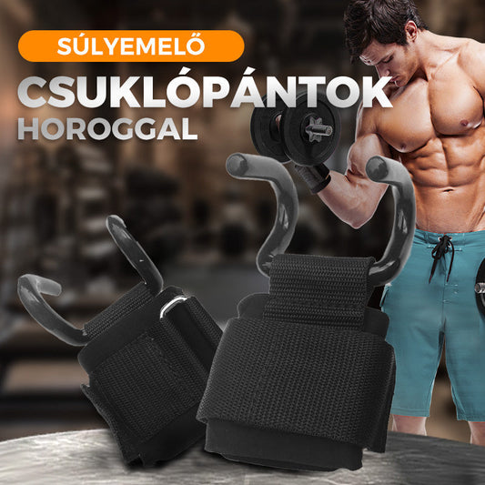 🏋️ Nehéz emelőpántok csuklókampóval | Erősítő edzéshez, nagy súlyokra, támasztó – Utánvét 💪