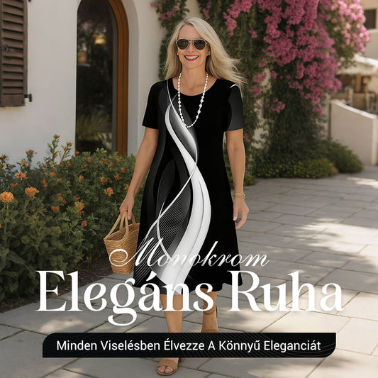🔥👗Női alkalmi ruhák 3D nyomtatással és kerek nyakkivágással