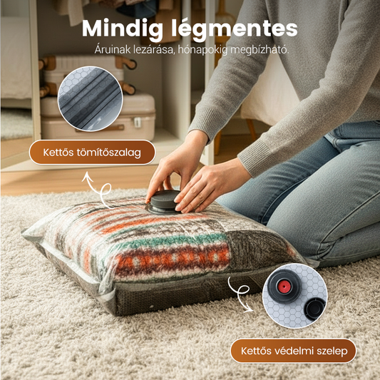 💪🌬️ Utazási vákuumtároló zsákok és hordozható szivattyú készlet 👕✨