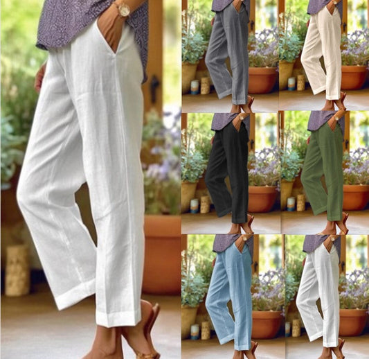 【M-4XL】👖Pamut és vászon laza szabású egyenes nadrágok