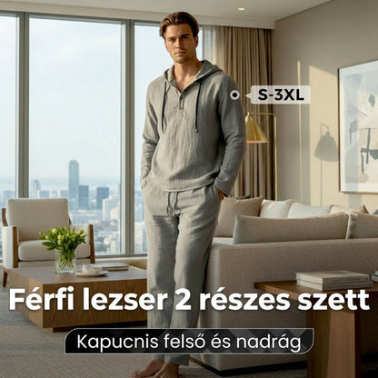💥Férfi kapucnis, laza felső és nadrág 2 részes szett
