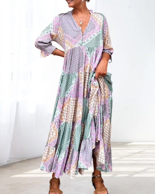 【M-3XL】🌸Nyomtatott ruha hétnegyedes ujjakkal