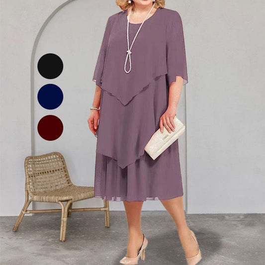 Plus Size réteges Midi ruha