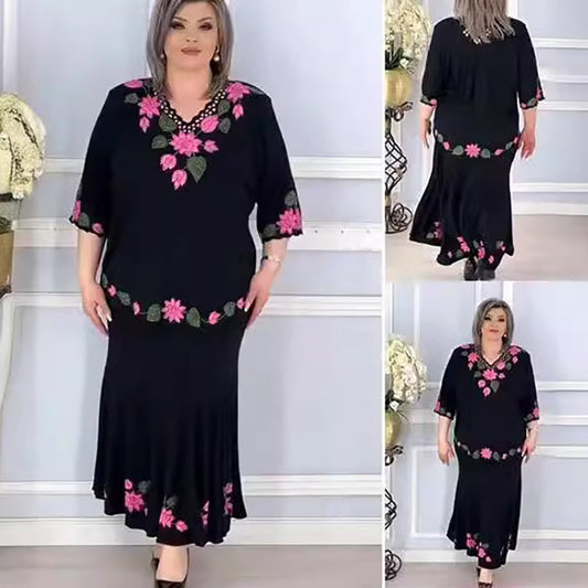 🌷Női elegáns V-nyakú virágos ruha