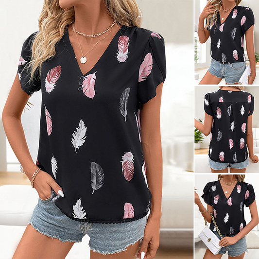 【S-3XL】👚Nyomtatott tollas póló