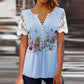 【S-2XL】👚Női csipke ujjú nyomtatott felső
