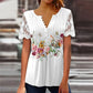 【S-2XL】👚Női csipke ujjú nyomtatott felső