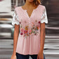 【S-2XL】👚Női csipke ujjú nyomtatott felső