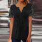 【S-2XL】👚Női csipke ujjú nyomtatott felső