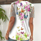 【1+1 ingyen 】👚Csipkés patchwork nyomtatott rövid ujjú felső