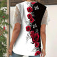 【1+1 ingyen 】👚Csipkés patchwork nyomtatott rövid ujjú felső