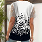 【1+1 ingyen 】👚Csipkés patchwork nyomtatott rövid ujjú felső