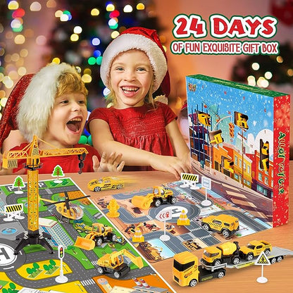 🎁Karácsonyi ajándék 50% kedvezménnyel!!! 🚗Fiúknak szóló gyermek adventi naptár: ötvözetből készült építőipari jármű játékok