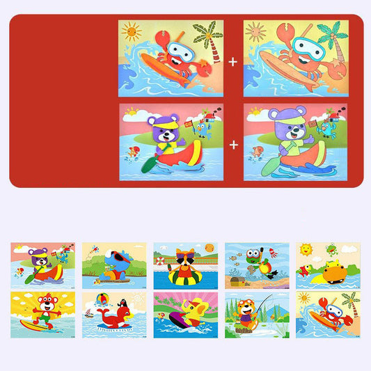 Habból készült rajzfilmfigurás állatos DIY matricák gyerekeknek