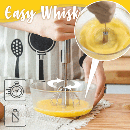 🥄🥚 Félautomata rozsdamentes acél habverő – Kézzel működtethető, elem nem szükséges ✨🍳☕