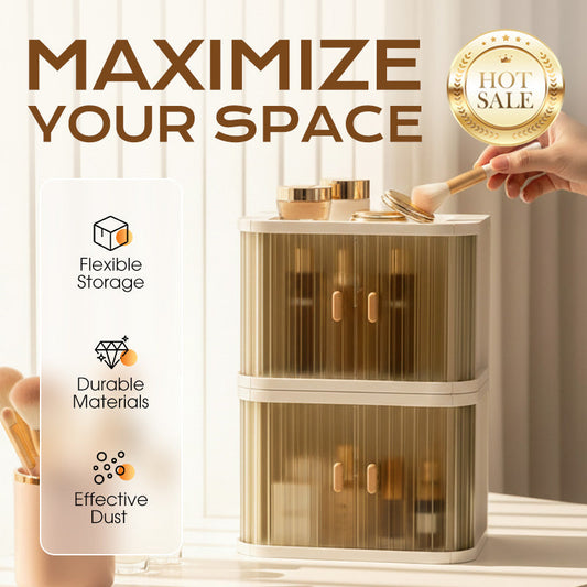 Összehajtható és egymásra rakható asztali kozmetikai rendszerező