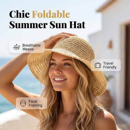 👒Női kézzel szőtt széles karimájú szalmakalap | UPF 50+ napvédelem☀️✨