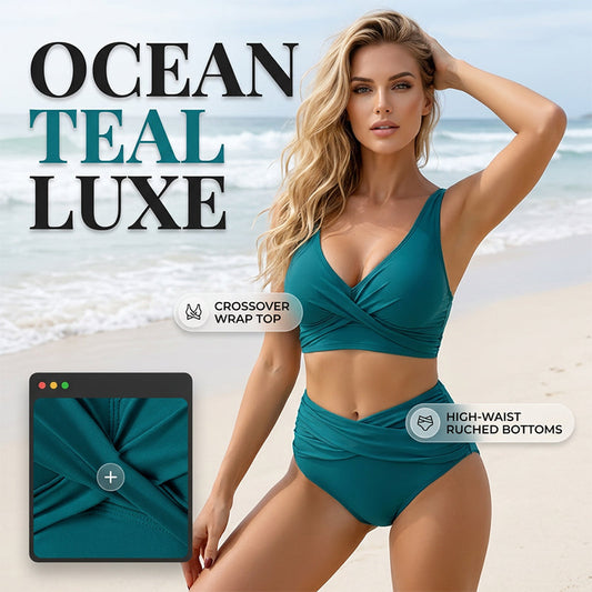 👙 Elegáns és gyönyörű, keresztráncos kialakítású bikini szett