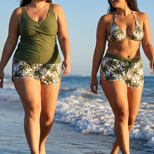 👙🔥Női háromrészes tankini fürdőruha szett rövidnadrággal