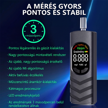 Újratölthető alkoholszonda LCD-kijelzővel és hangbemondással