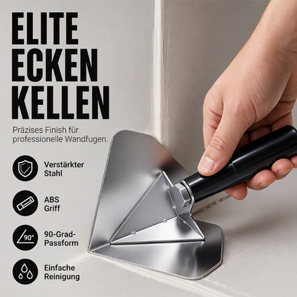 🔧 Saroksimító: rozsdamentes acél lap, ergonomikus markolat – hibátlan belső és külső sarkokhoz