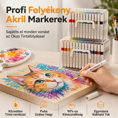 💦 Mosható, folyékony akril markerek puha ecsetvéggel